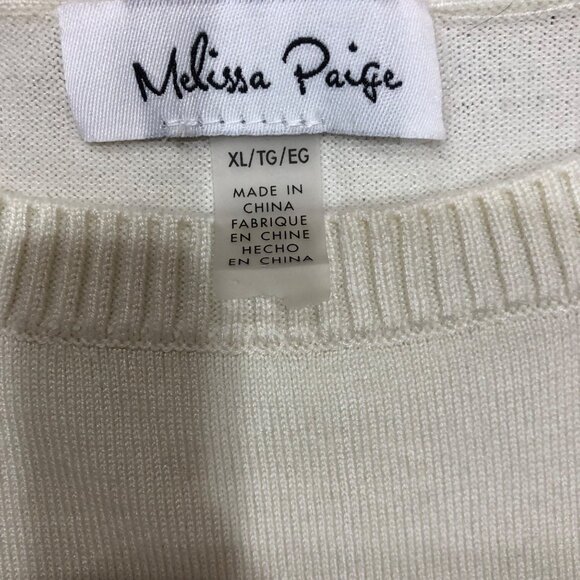 Melissa Paige Long Sleeve Round Neck Hi Lo Hem Cream Sweater Size XL - Picture 7 of 8